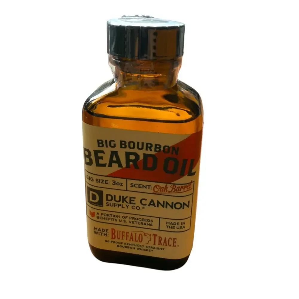 Big Bourbon Beard Oil Duke Cannon Supply Buffalo Trace Oak Barrel 3 oz NEW